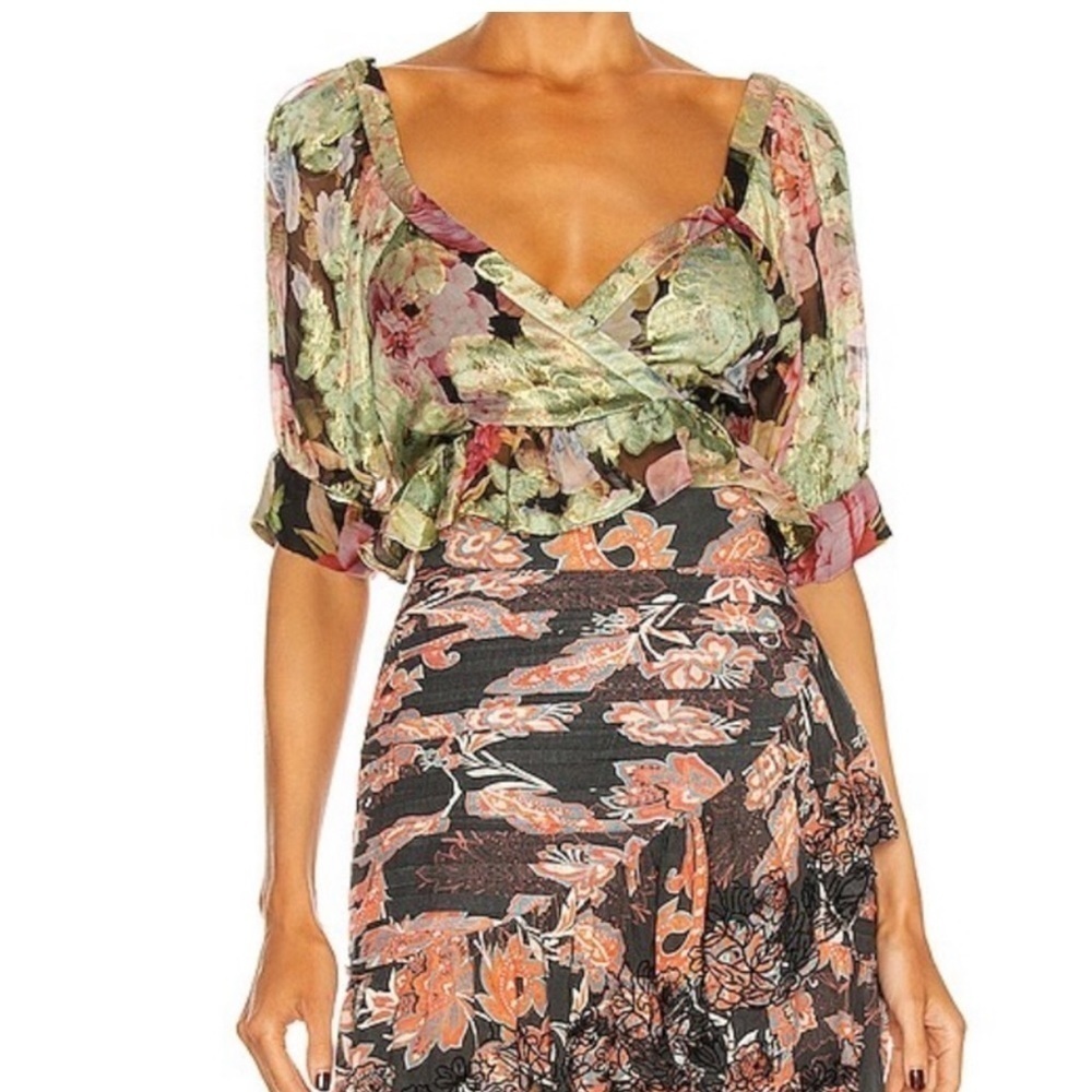 Hemant & Nandita Multi Color Wrap Crop Top - image 1